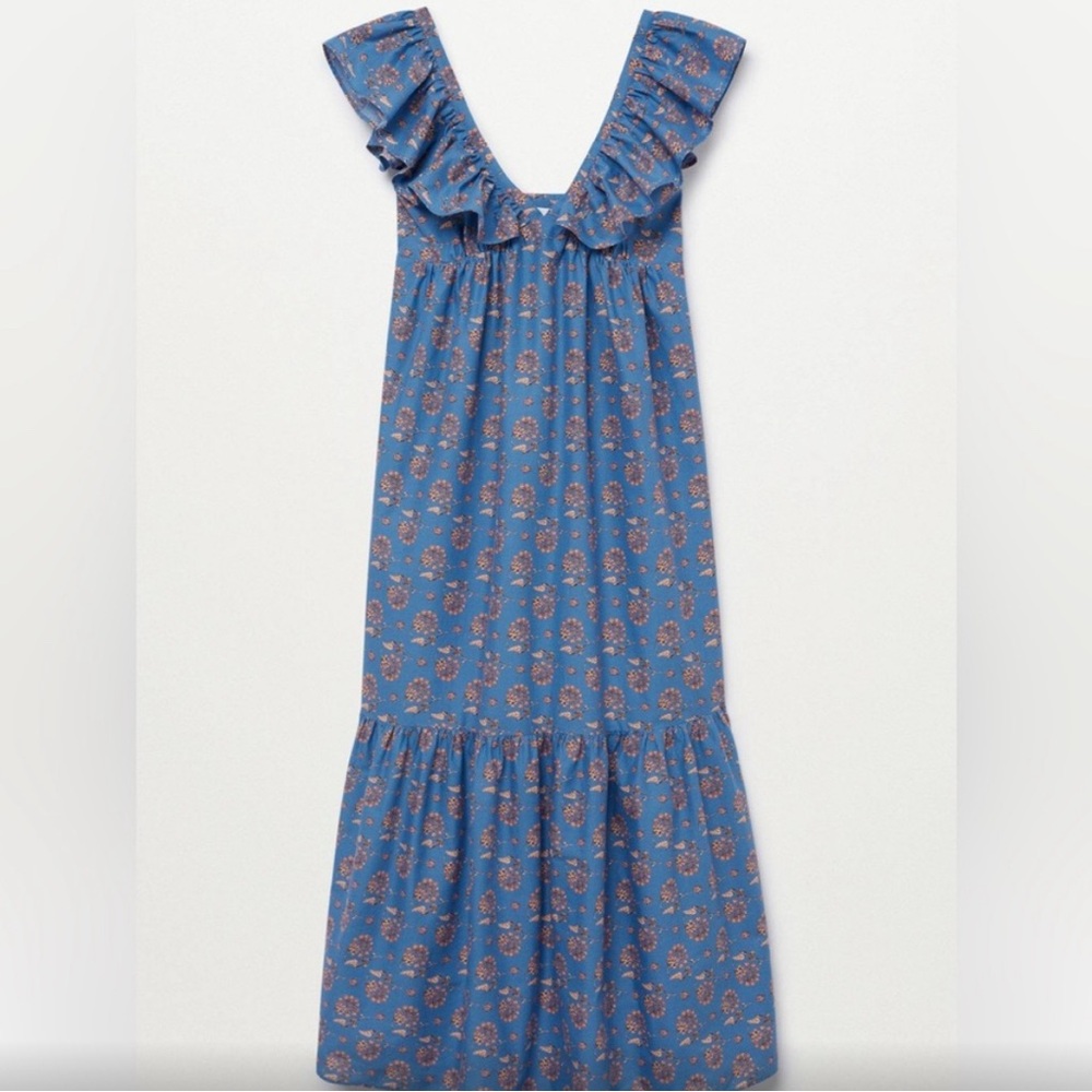 Mango Blue Ruffled Tiered Maxi Sundress - Picture 5 of 10